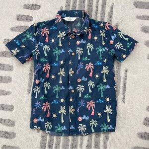 H&M Tropical Print Short Sleeve Button Down